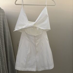 White Sleeveless Romper with Bow Detail